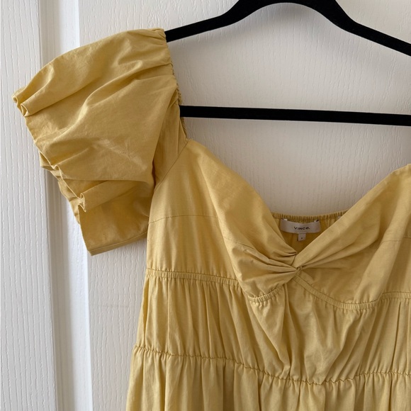 Vince. | Women’s yellow puff sleeve off the shoulder midi dress size 6 - Picture 4 of 4